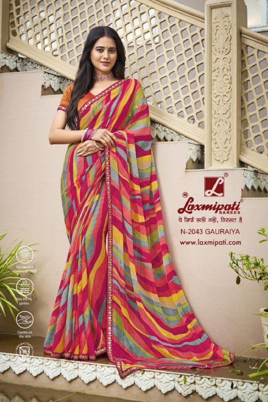 Laxmipati Barkha N-2043 Multicolor Sparkle Chiffon Saree