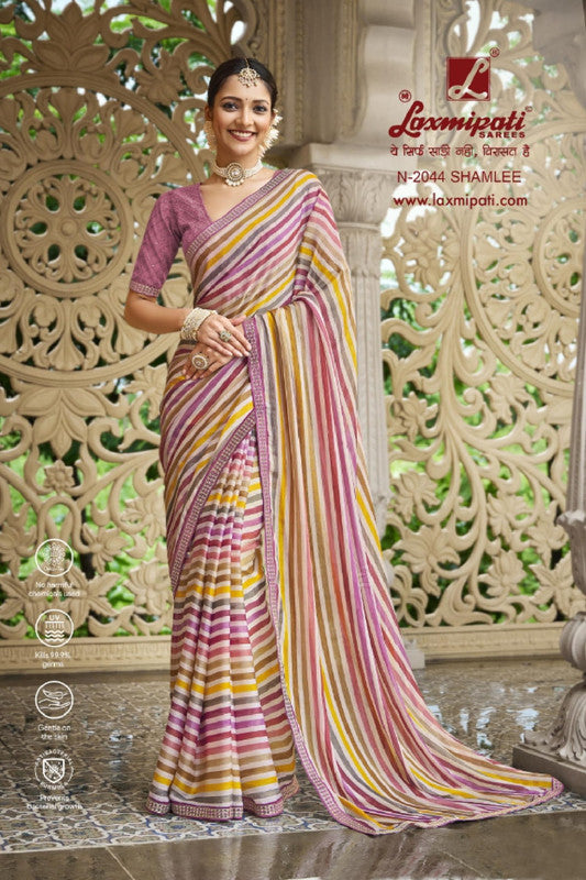 Laxmipati Barkha N-2044 Multicolor Sparkle Chiffon Saree