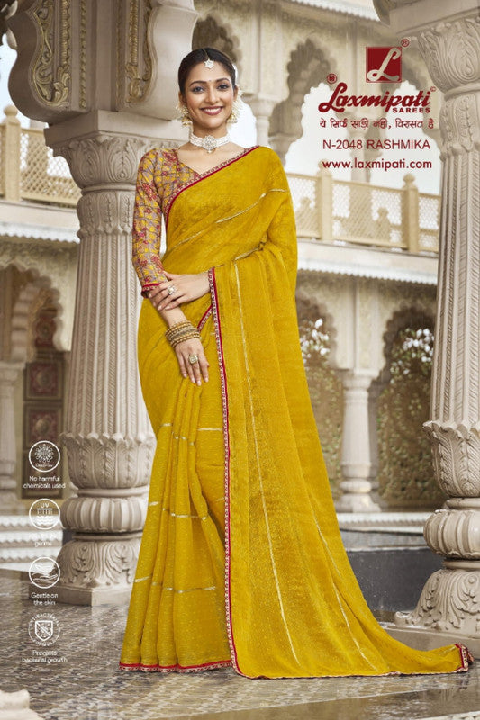 Laxmipati Barkha N-2048 Yellow Brasso Saree