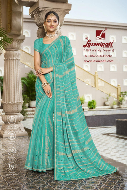 Laxmipati Barkha N-2052 Sky Blue Jimmy Organza Saree