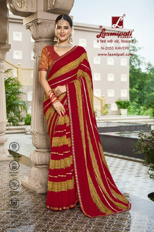 Laxmipati Barkha N-2055 Red Chiffon Saree