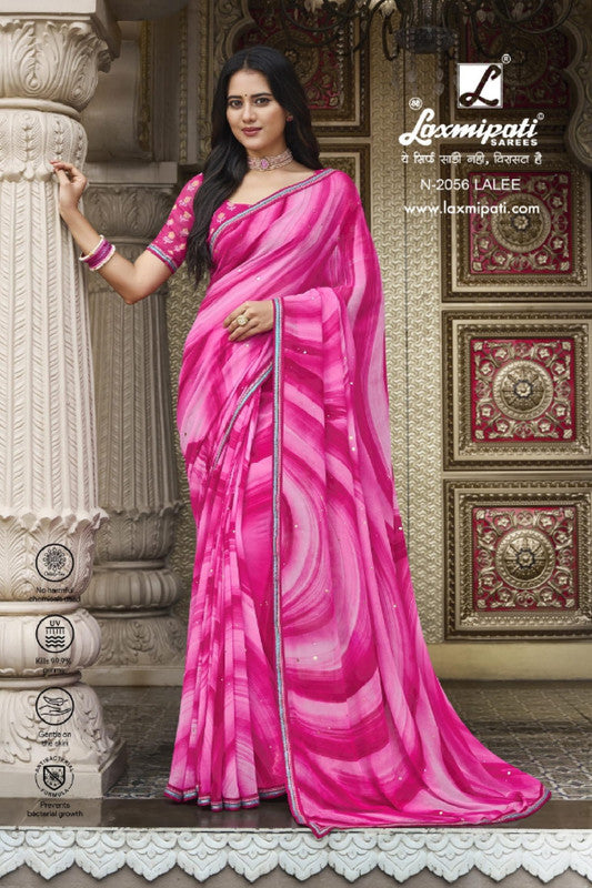 Laxmipati Barkha N-2056 Pink Georgette Saree