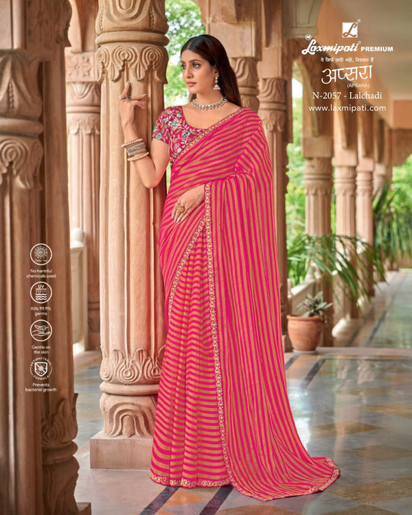 Laxmipati Apsara N-2057 Pink Organza Saree