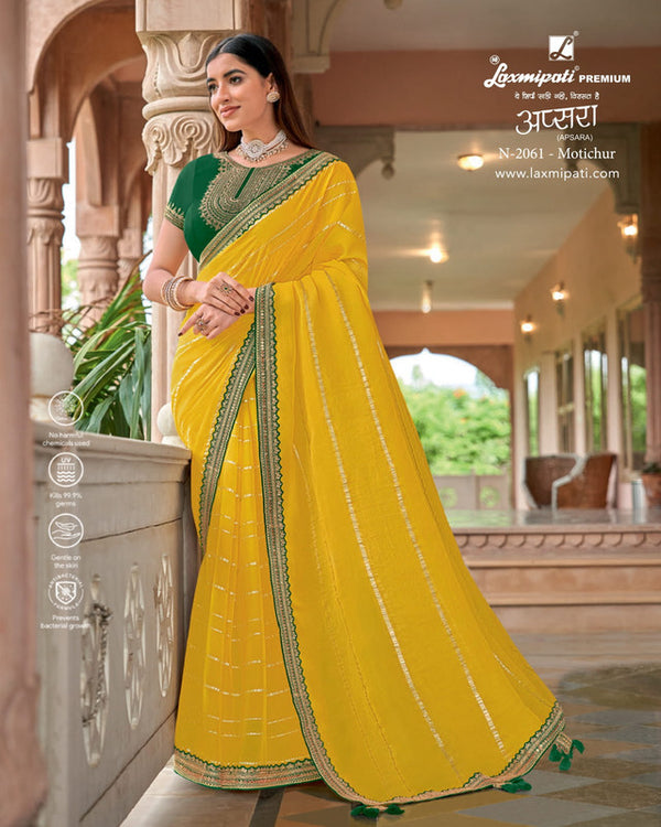 Laxmipati Apsara N-2061 Yellow Organza Saree