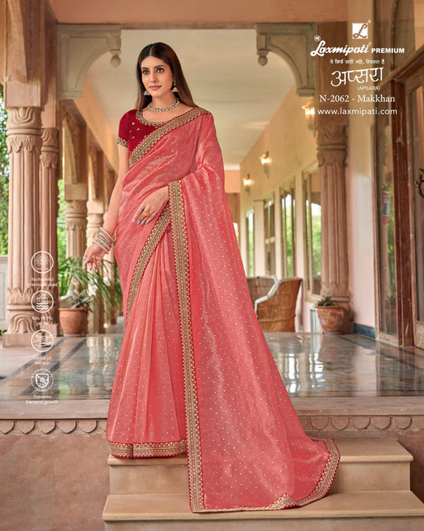 Laxmipati Apsara N-2062 Peach Tissu Organza Saree