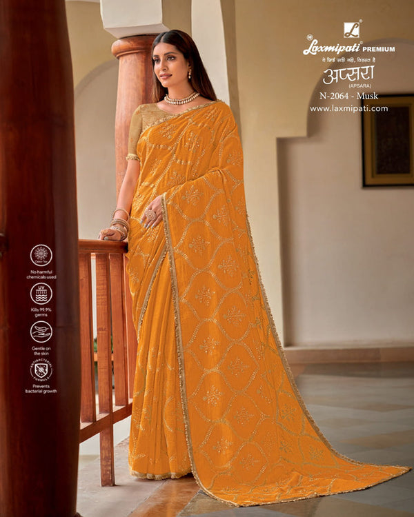 Laxmipati Apsara N-2064 Yellow Tissu Silk Saree