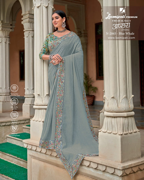 Laxmipati Apsara N-2065 Grey Raw Silk Saree