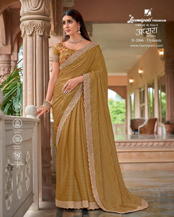 Laxmipati Apsara N-2066 Yellow Organza Saree