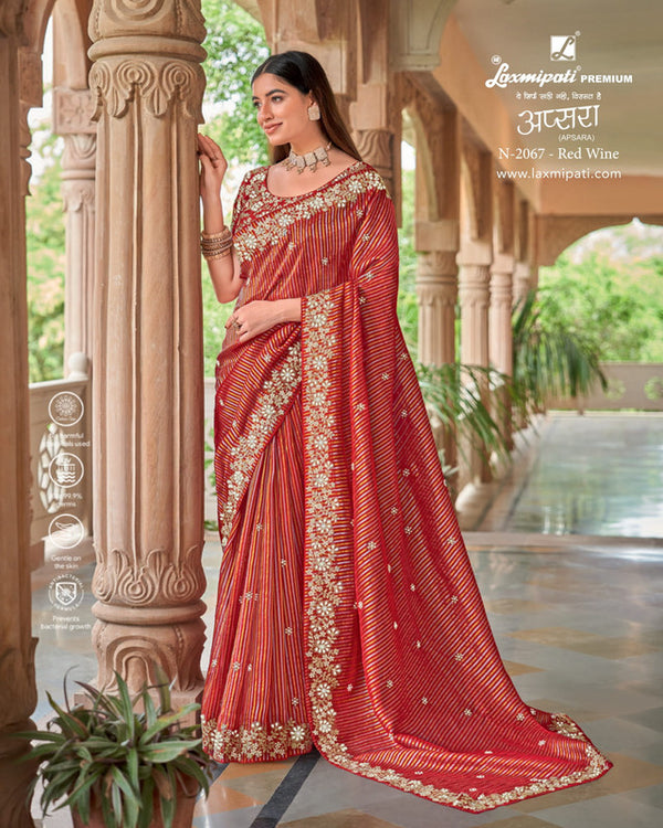 Laxmipati Apsara N-2067 Red Organza Saree