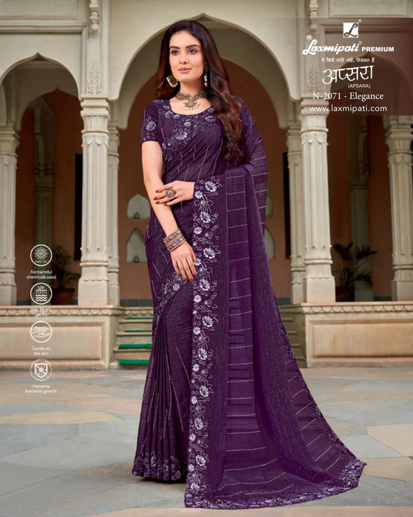 Laxmipati Apsara N-2071 Purple Sparkle Chiffon Saree