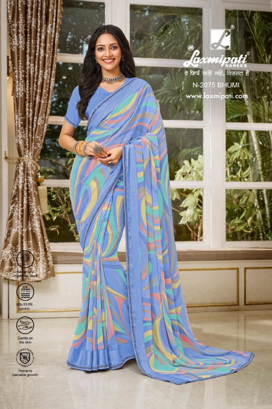 Laxmipati Indu N-2075 Blue Georgette Saree