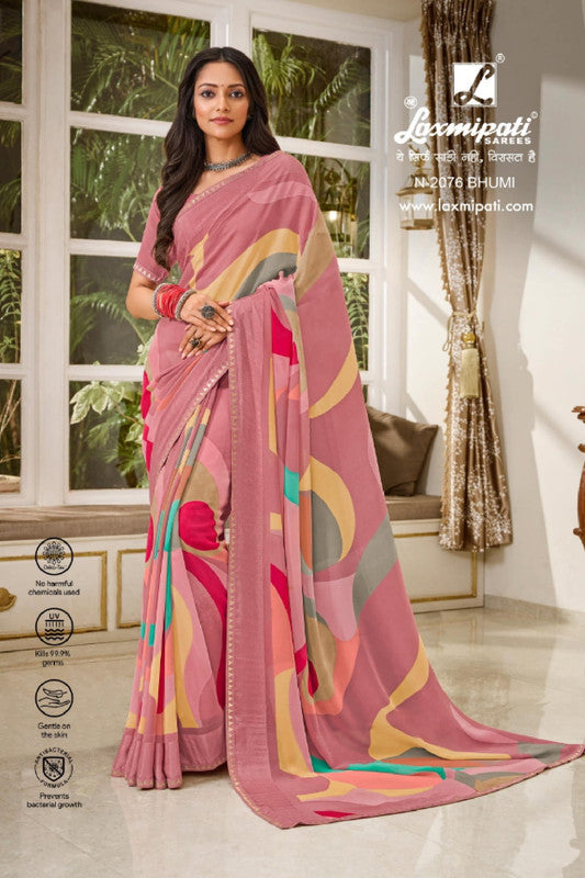 Laxmipati Indu N-2076 Pink Georgette Saree