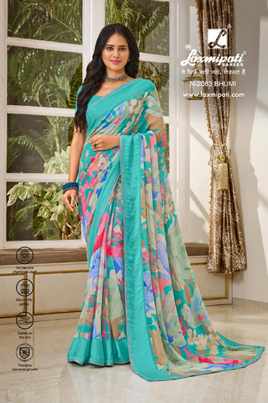 Laxmipati Indu N-2083 Blue Georgette Saree