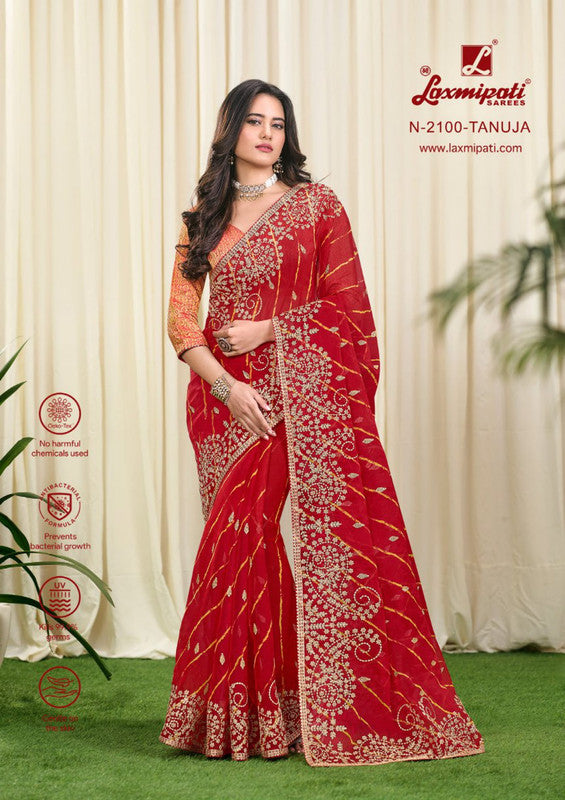 Laxmipati Murabbaa N-2100 Red Organza Saree