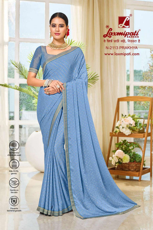 Laxmipati Ritika N-2113 Blue Silk Chiffon Saree