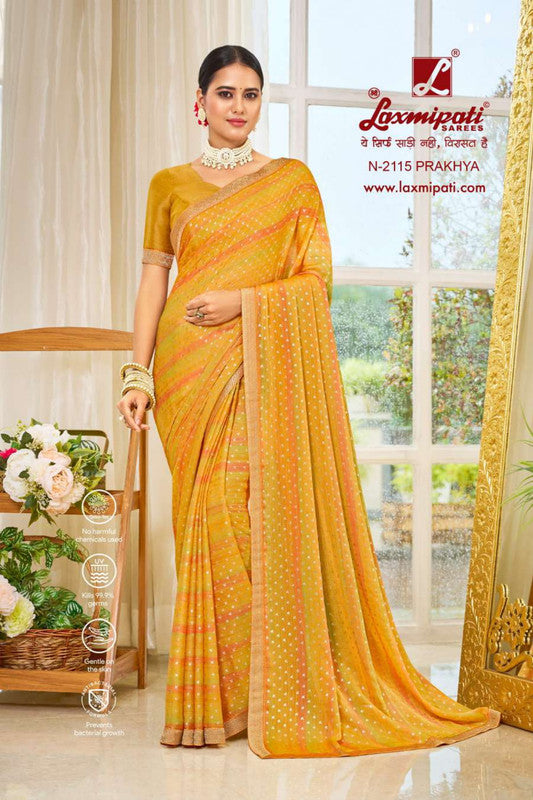 Laxmipati Ritika N-2115 Yellow Silk Chiffon Saree