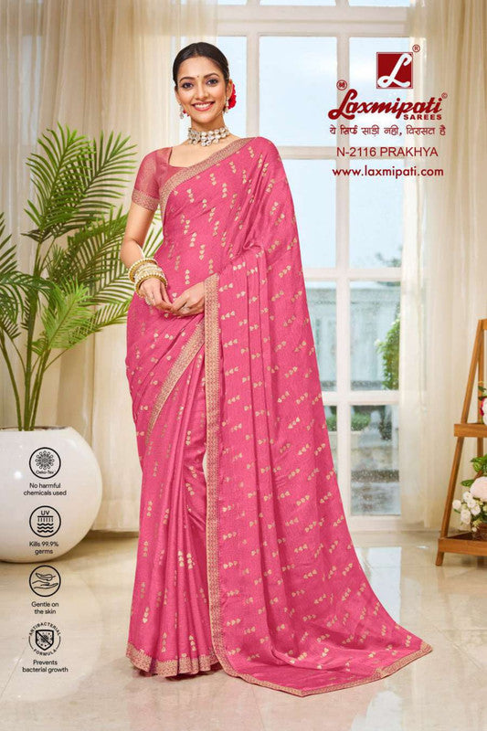 Laxmipati Ritika N-2116 Pink Silk Chiffon Saree