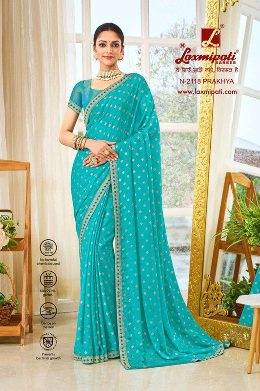 Laxmipati Ritika N-2118 Blue Silk Chiffon Saree