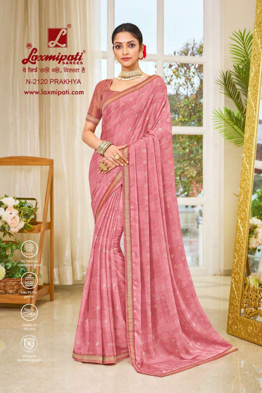 Laxmipati Ritika N-2120 Pink Silk Chiffon Saree