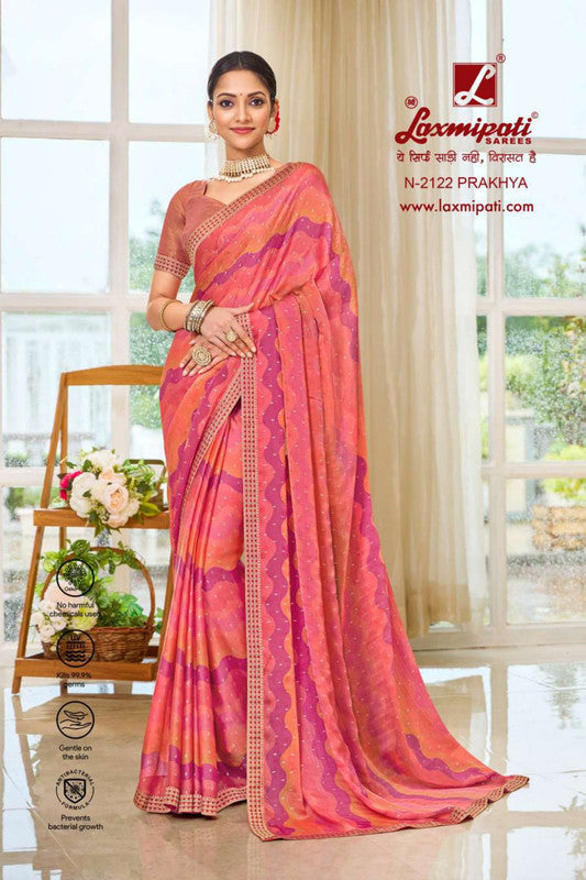 Laxmipati Ritika N-2122 Pink Silk Chiffon Saree