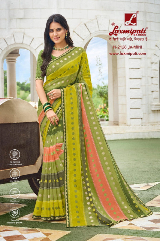 Laxmipati Diwani N-2128 Green Sparkle Chiffon Saree