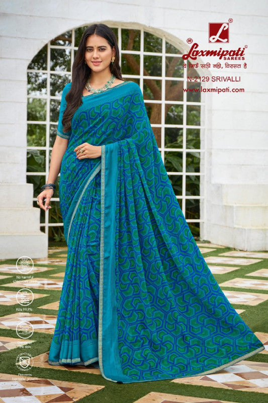 Laxmipati Diwani N-2129 Blue Georgette Saree