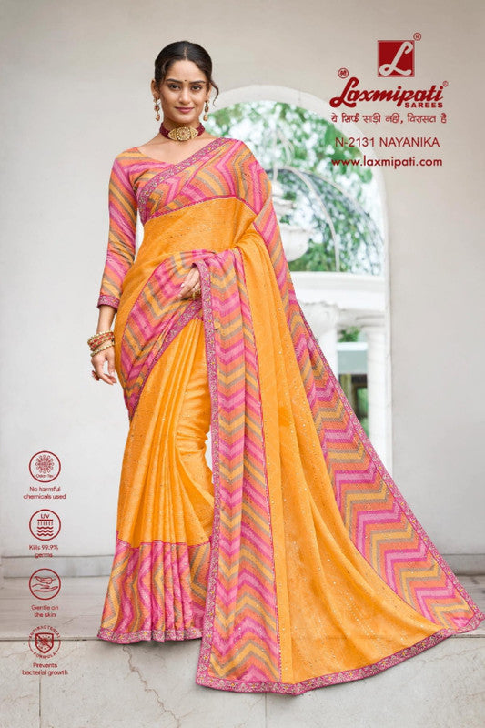 Laxmipati Diwani N-2131 Yellow Silk Chiffon Saree