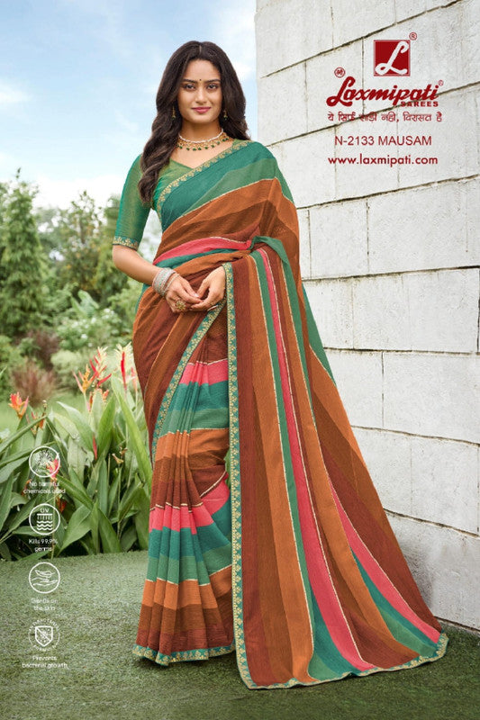 Laxmipati Diwani N-2133 Multicolor Sparkle Chiffon Saree