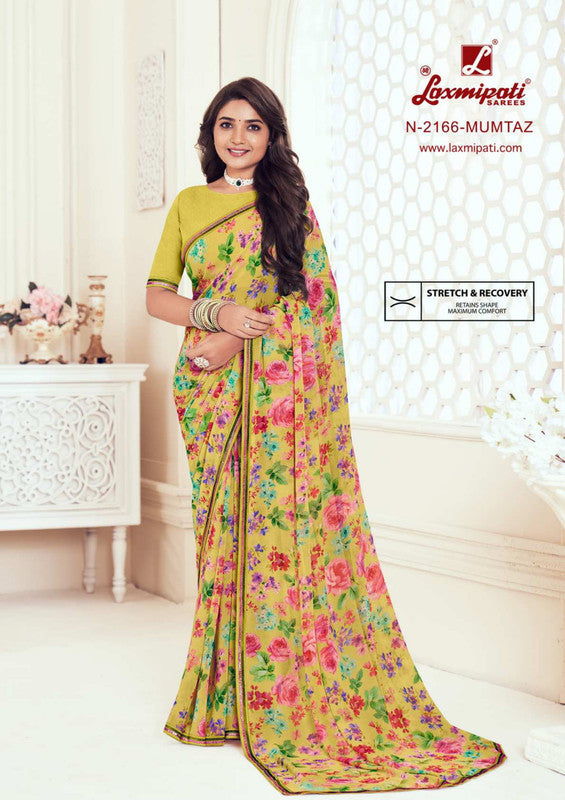 Laxmipati Gulbahar N-2166 Yellow Georgette Saree