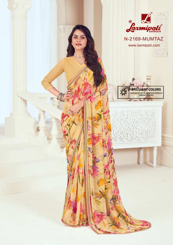 Laxmipati Gulbahar N-2169 Yellow Georgette Saree