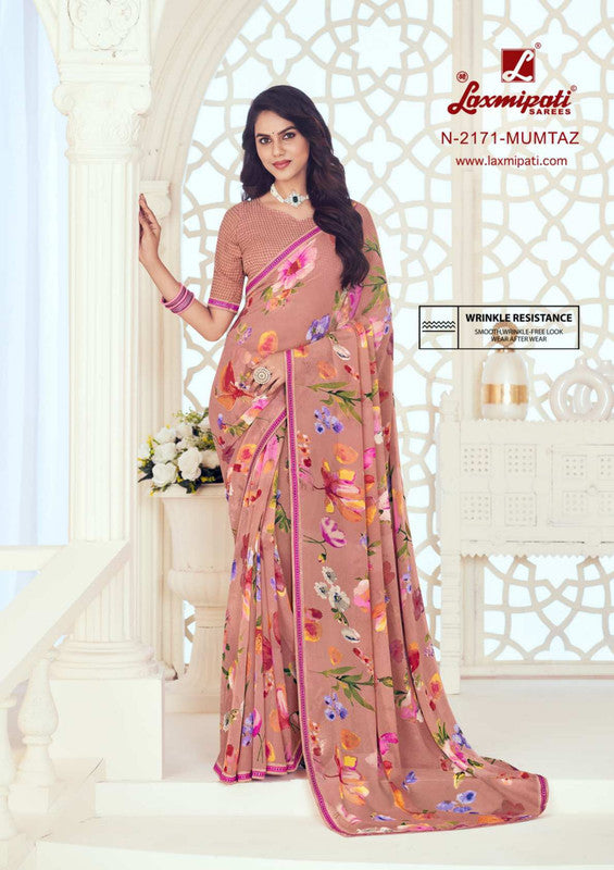 Laxmipati Gulbahar N-2171 Peach Georgette Saree