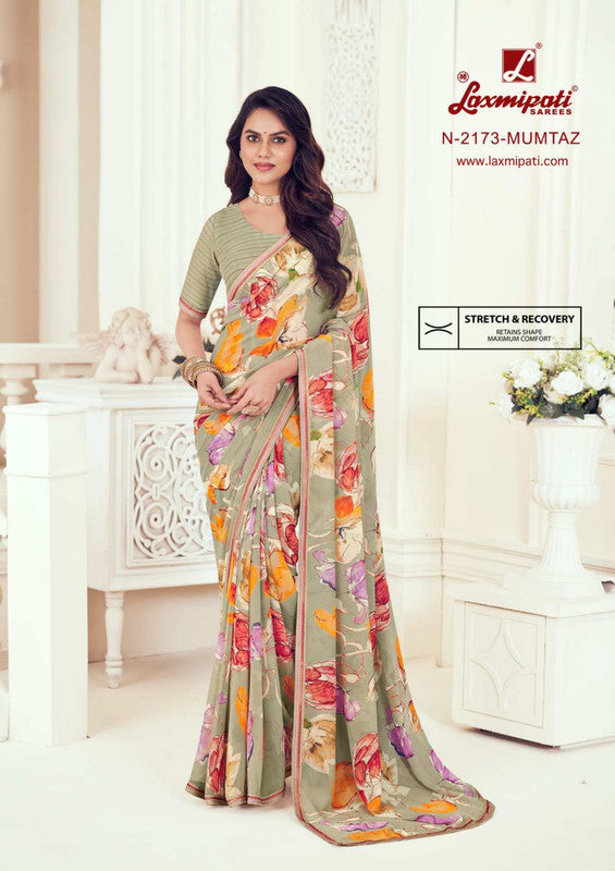 Laxmipati Gulbahar N-2173 Grey Georgette Saree