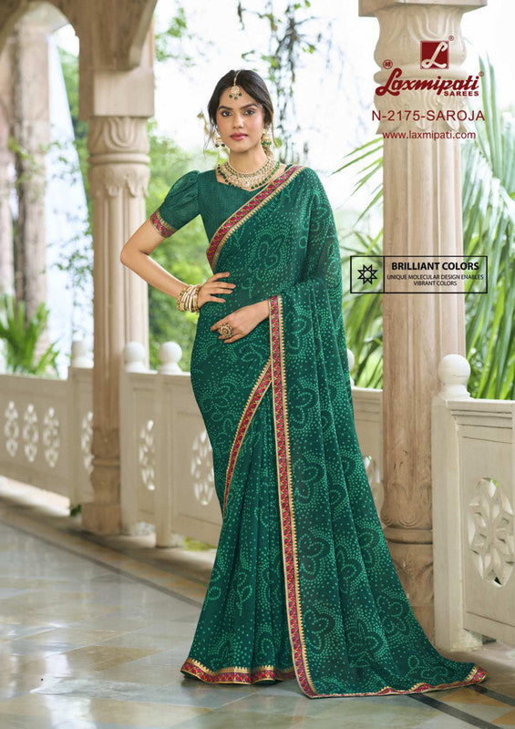 Laxmipati Rim Jhim N-2175 Green Silk Georgette Saree