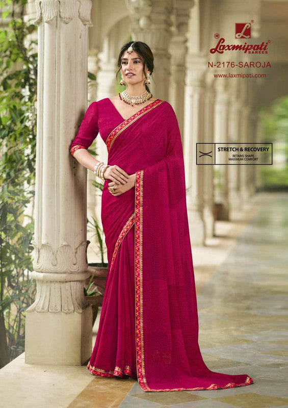 Laxmipati Rim Jhim N-2176 Pink Silk Georgette Saree