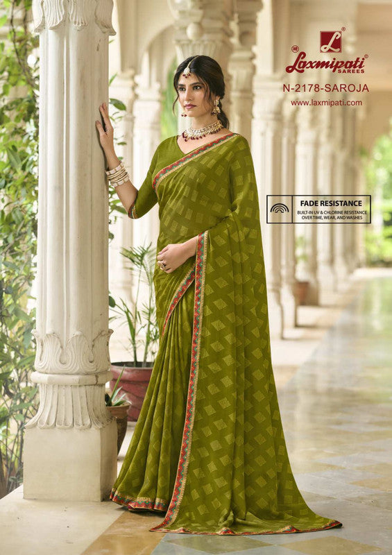 Laxmipati Rim Jhim N-2178 Green Silk Georgette Saree