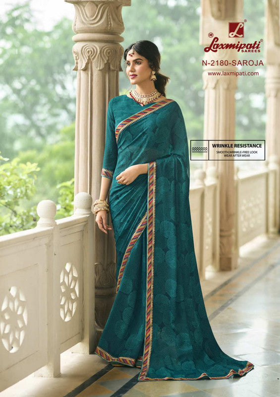 Laxmipati Rim Jhim N-2180 Blue Silk Georgette Saree