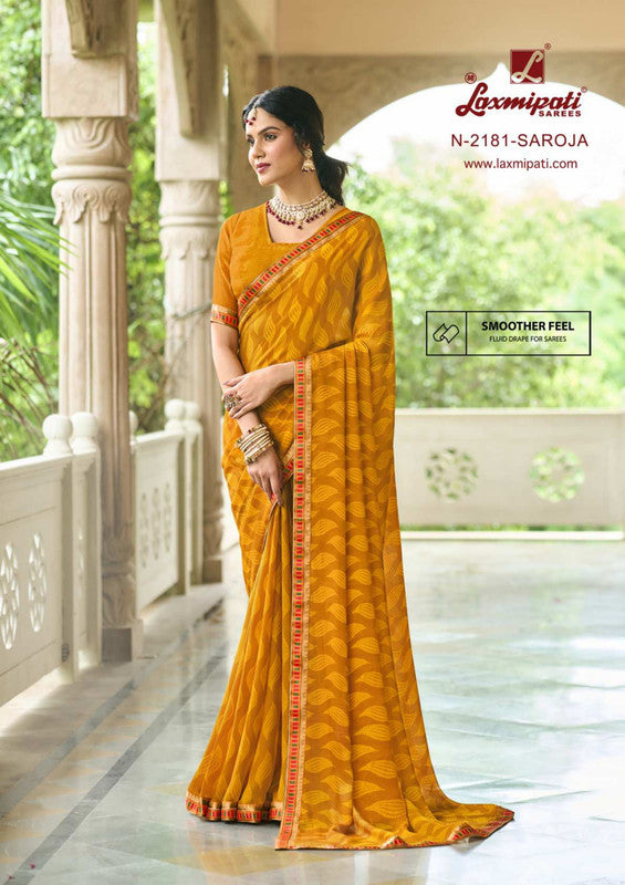 Laxmipati Rim Jhim N-2181 Yellow Silk Georgette Saree