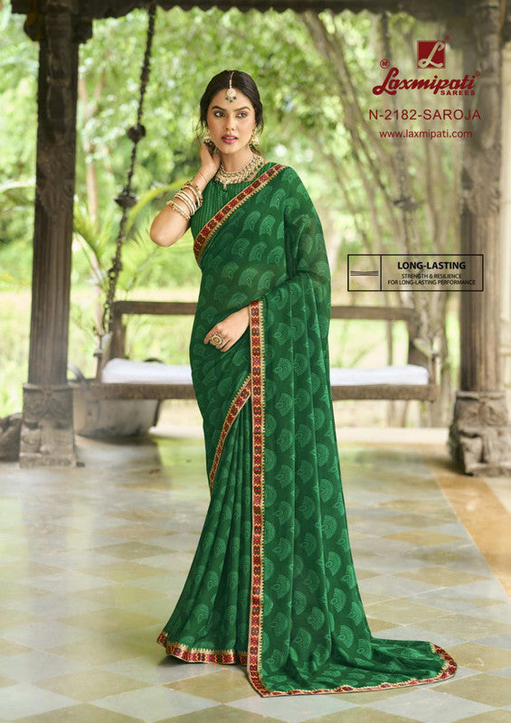 Laxmipati Rim Jhim N-2182 Green Silk Georgette Saree