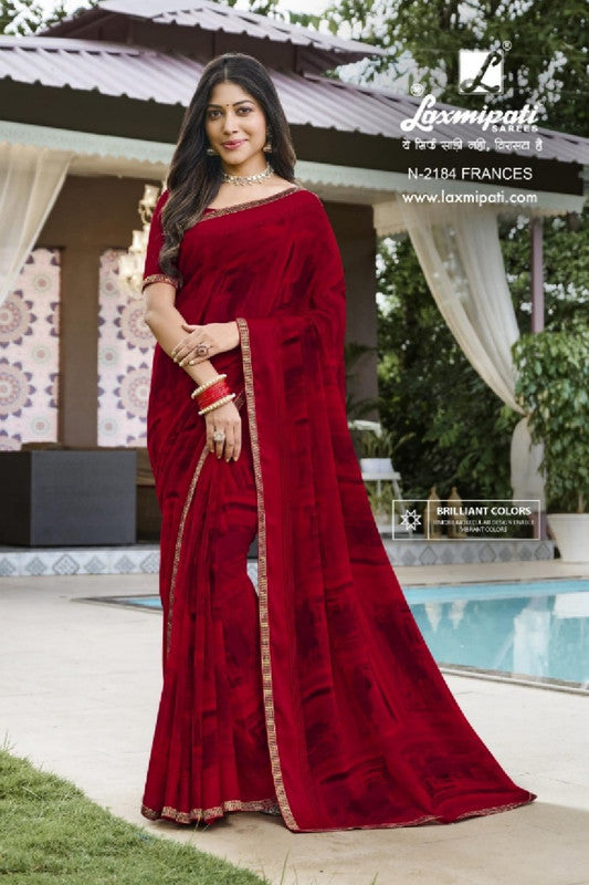 Laxmipati Amrit Varsha N-2184 Red Georgette Saree