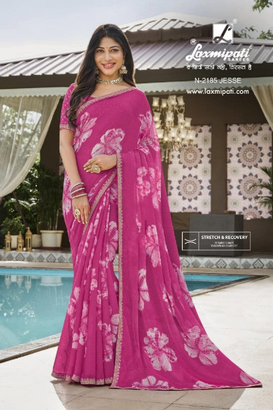 Laxmipati Amrit Varsha N-2185 Pink Sparkle Chiffon Saree