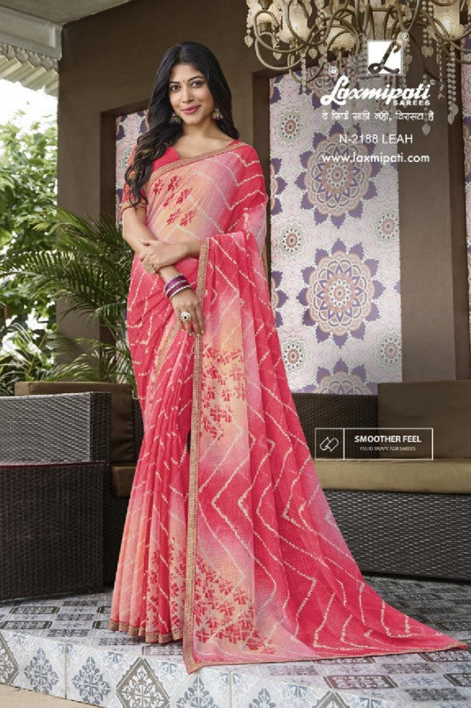 Laxmipati Amrit Varsha N-2188 Red Chiffon Saree