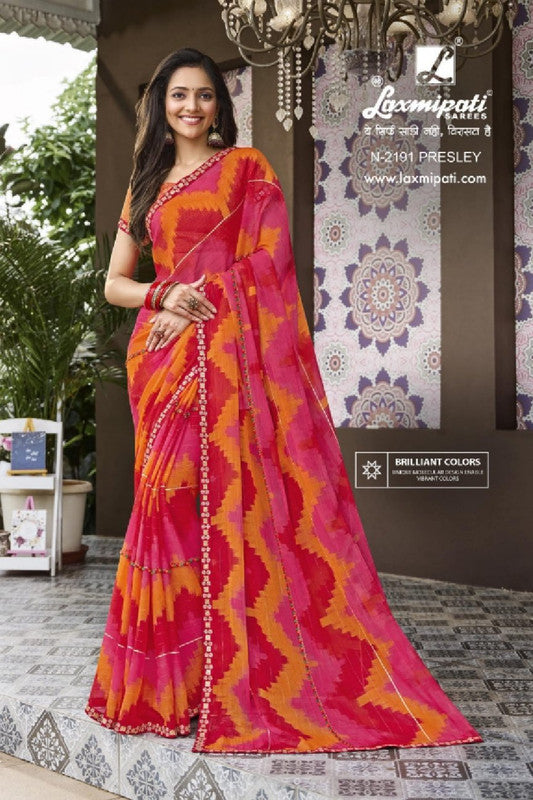 Laxmipati Amrit Varsha N-2191 Multicolor Sparkle Chiffon Saree