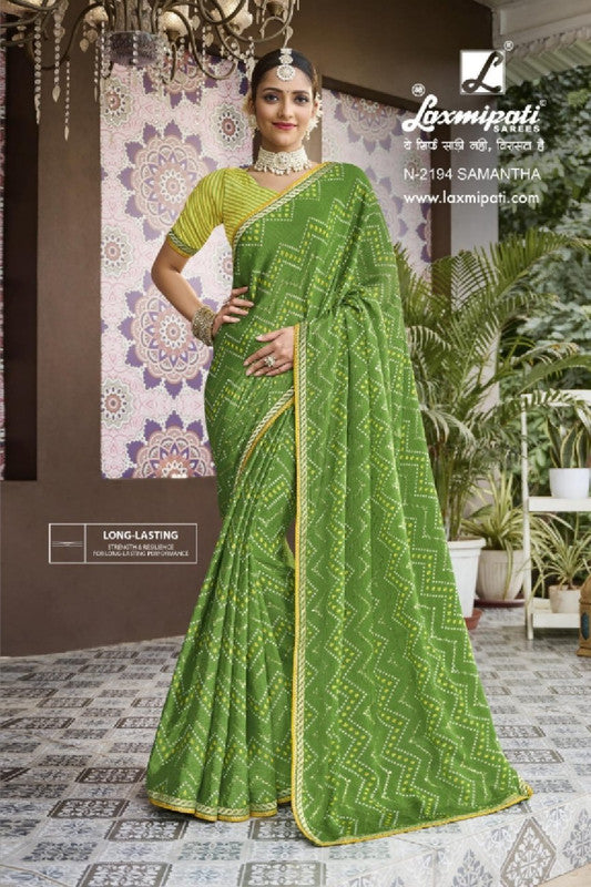 Laxmipati Amrit Varsha N-2194 Green Silk Chiffon Saree