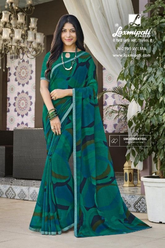 Laxmipati Amrit Varsha N-2195 Blue Georgette Saree