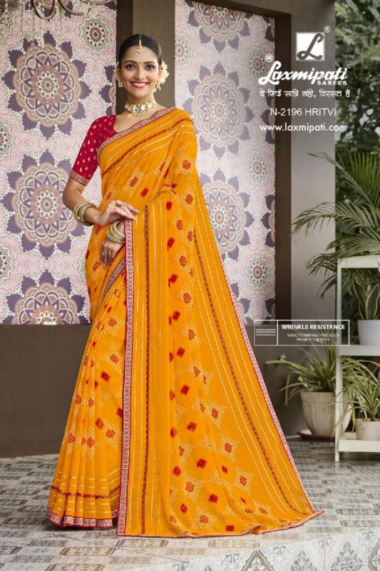 Laxmipati Amrit Varsha N-2196 Yellow Heavy Georgette Saree