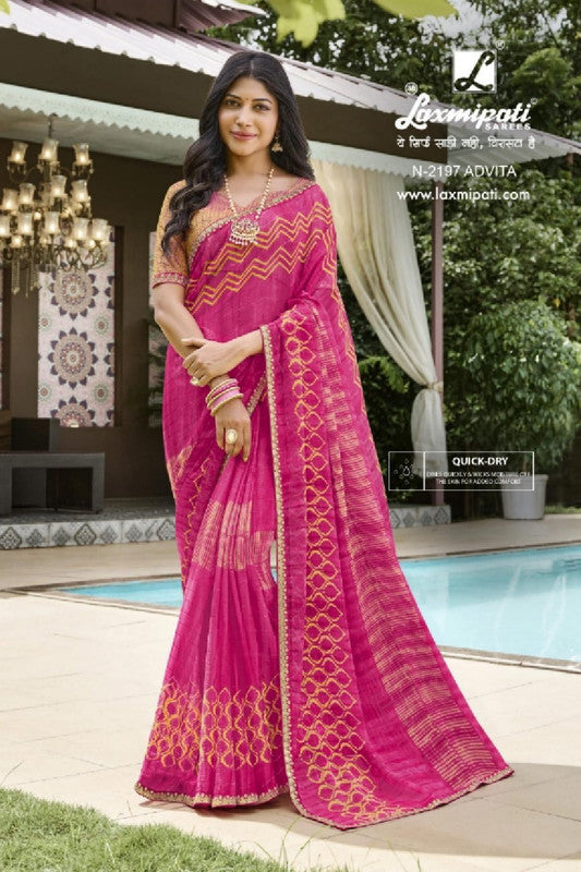 Laxmipati Amrit Varsha N-2197 Pink Sparkle Chifffon Saree