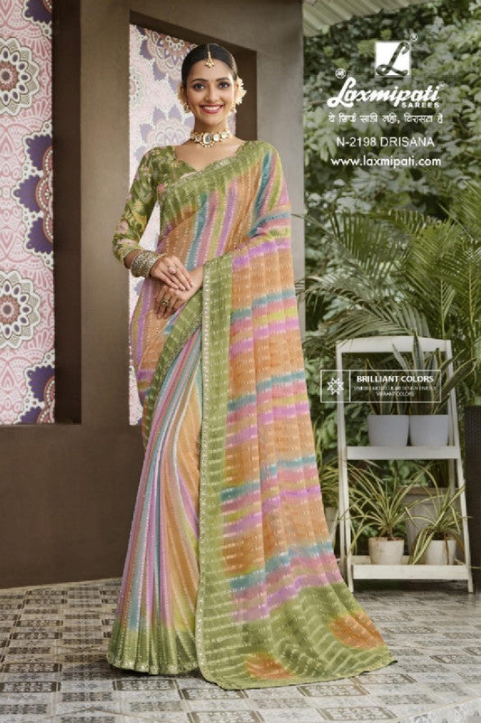 Laxmipati Amrit Varsha N-2198 Multicolor Chiffon Saree