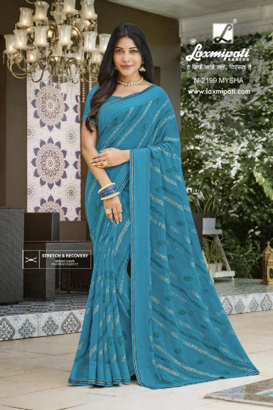 Laxmipati Amrit Varsha N-2199 Blue Heavy Georgette Saree