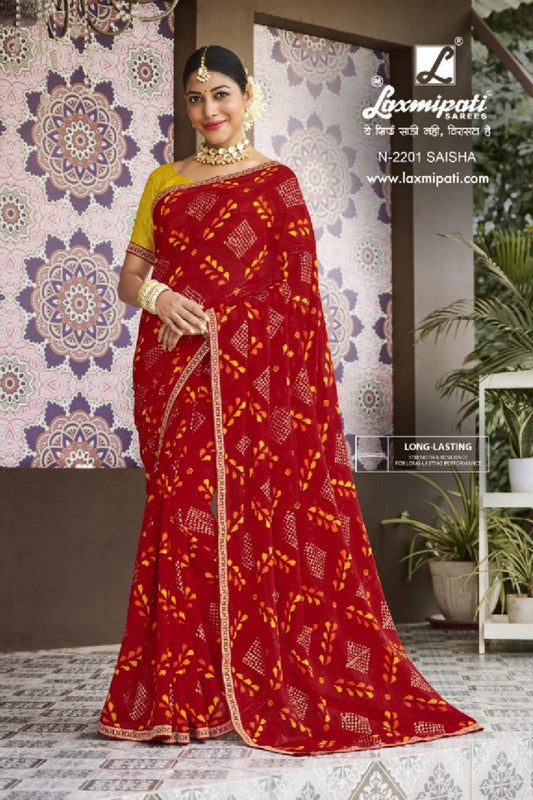 Laxmipati Amrit Varsha N-2201 Red Heavy Georgette Saree