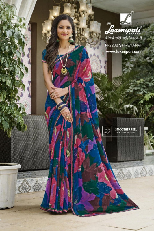 Laxmipati Amrit Varsha N-2202 Blue Georgette Saree